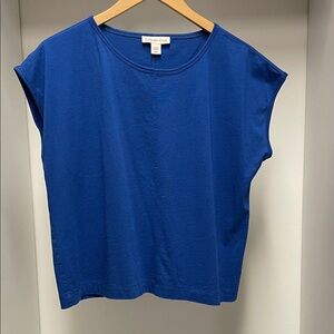 Coldwater Creek Royal Blue Cap Sleeve Top Center Front & Back Seam Size PM
